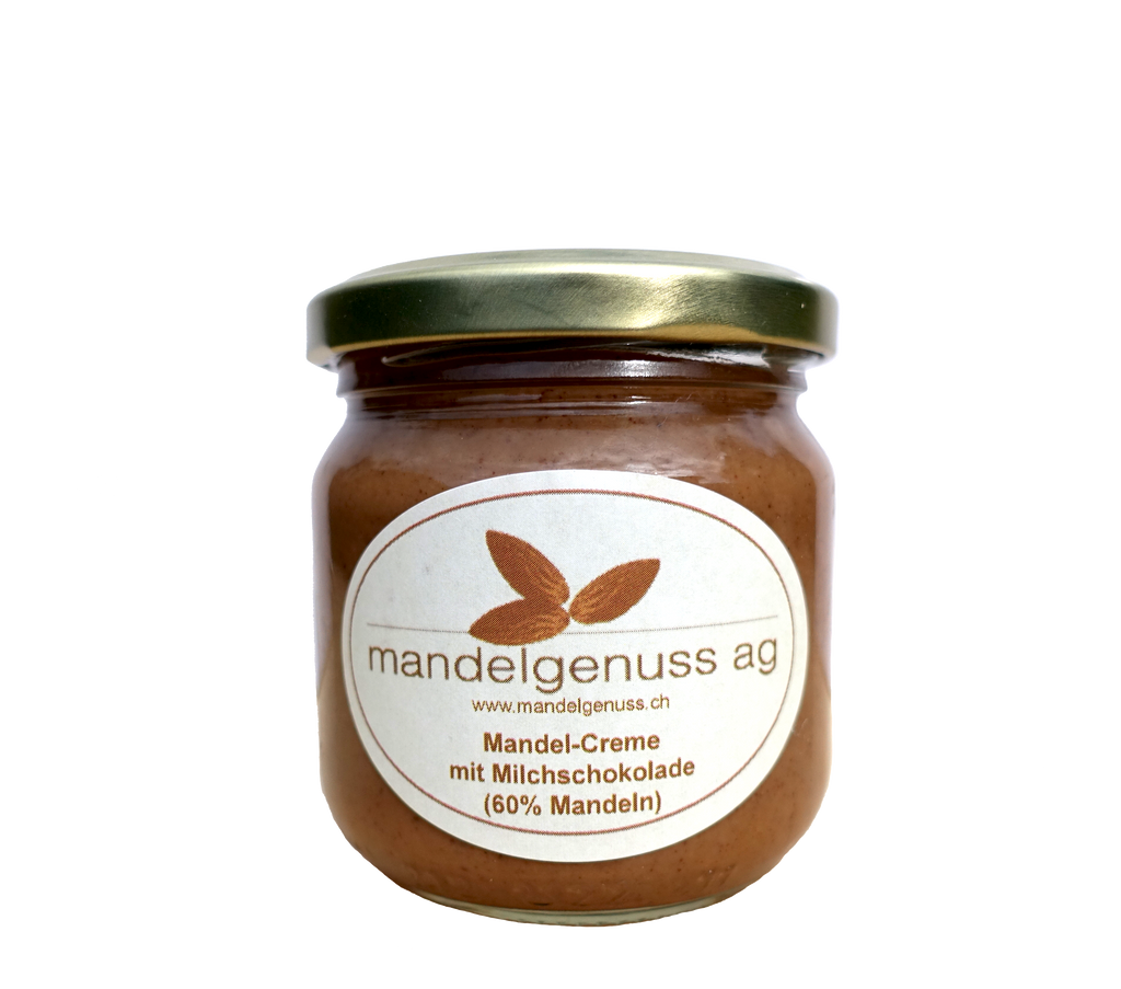 Mandel-Creme mit Milchschokolade (60% Mandeln) 190 g - Kalifornische Mandeln, ein Genuss | mandelgenuss 