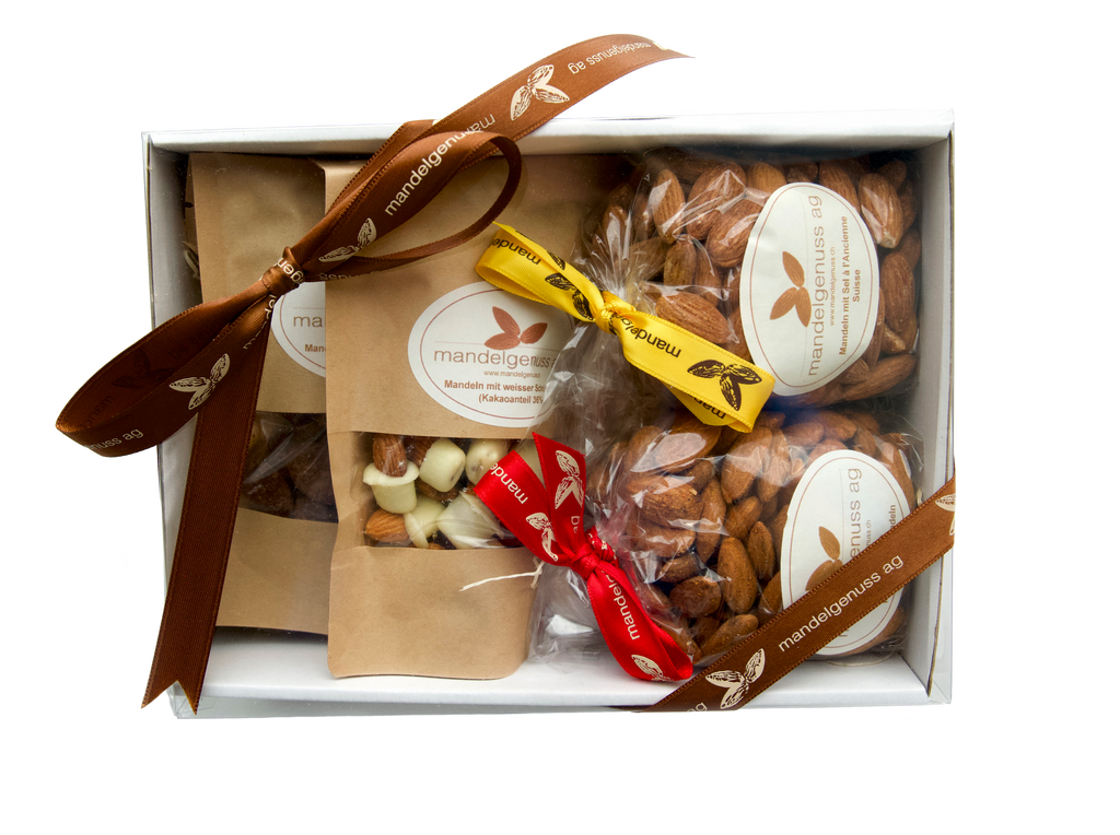 Geniesserpaket Geschenkschachtel - Kalifornische Mandeln, ein Genuss | mandelgenuss 